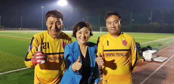 경기도의회 안혜영 부의장은 지난 25일 “제63회 수원시 한마음 체육대회” 종목별 훈련 현장을 찾아 선수들을 격려했다.