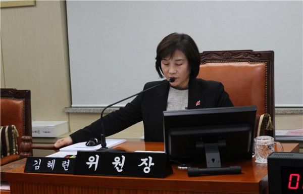 2020년 보건복지위원회 소관 예산안 심사 중인 김혜련 보건복지위원장