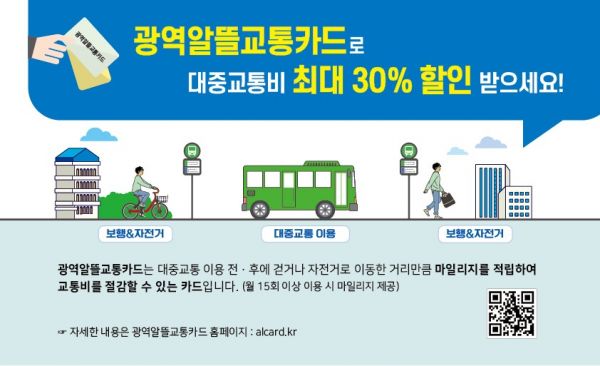 지난 해 국토교통부 시범사업으로 사업효과가 확인된 광역알뜰교통카드 사업을 올해부터 본격적으로 도입한다고 밝혔다.