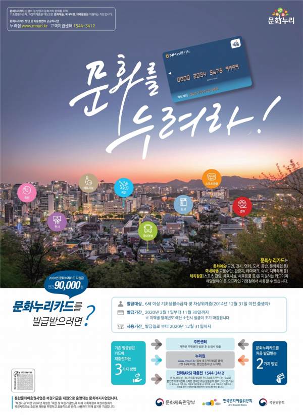 “2월 1일부터 문화누리카드 발급신청 하세요”
