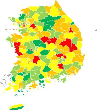 2019년 교통문화지수 등급별 분류