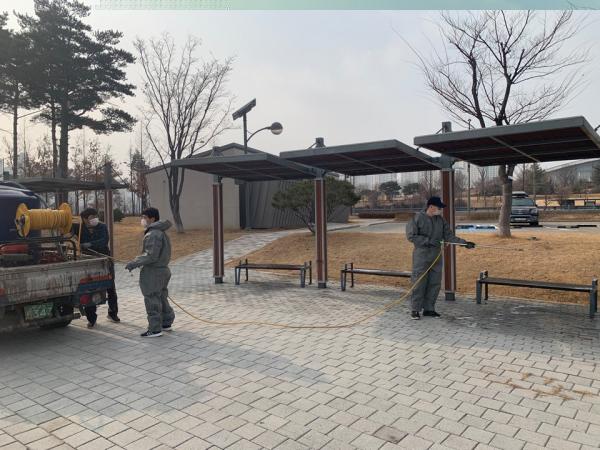 파주시, 신종 코로나바이러스 확산방지를 위한 공원관리 상황근무 및 시설물 소독 실시