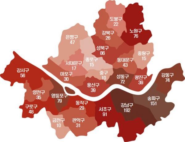 이상거래 1333건 지역별 분류