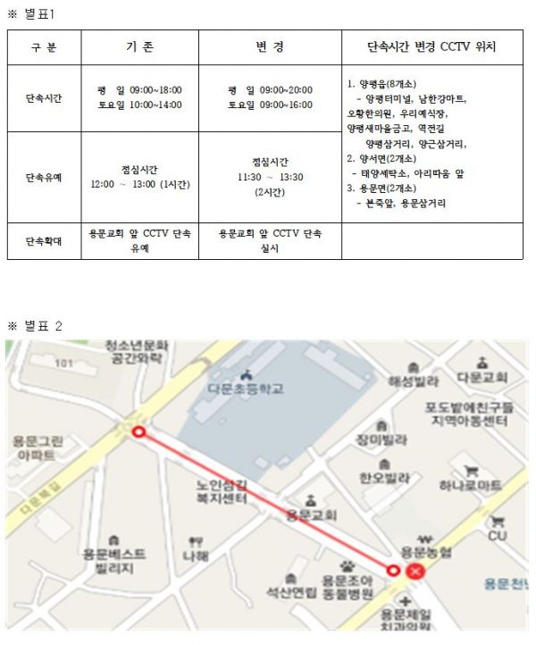양평군, 불법 주·정차 단속시간 변경 및 단속구간 확대
