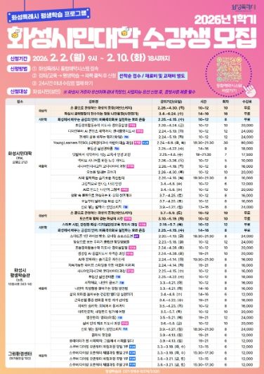 2026년 1학기 화성시민대학 수강생 모집 안내문
