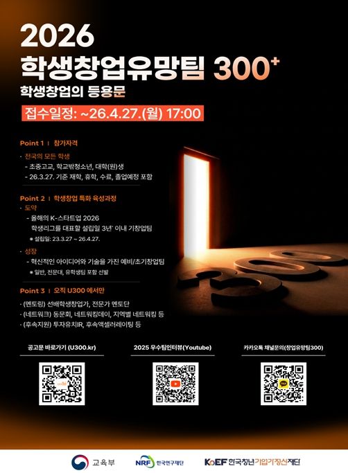 2026 학생 창업유망팀 300+ 포스터