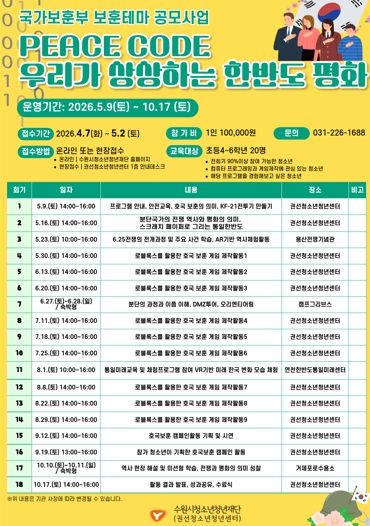 2026. 국가보훈부 보훈테마 공모사업 PEACE CODE : 우리가 상상하는 한반도 평화 참가자 모집 안내문